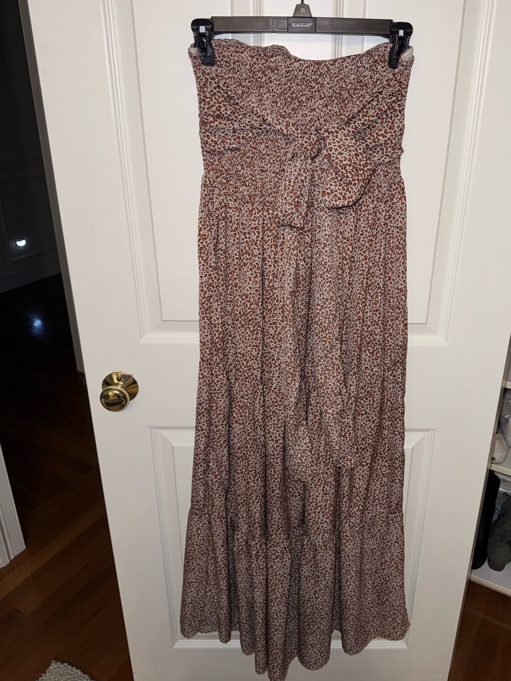 Women's Brown Cheetah Smocked Maxi dress